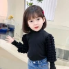 Niñas manga de burbuja otoño 2022 nuevos niños tops manga larga leggings korean edition develvet jersey camiseta al por mayor Item Picture